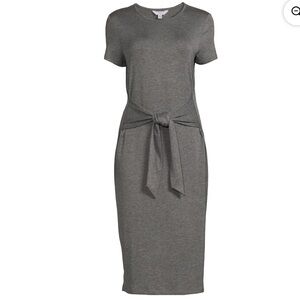 Time & Tru Tie Waisted Knit Midi Dress with Side Slits ~ Grey Small 4-6